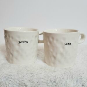 𝅺BLOOMINGVILLE Mine & Yours Bubbly Dimple Stoneware Coffee Cup Mugs Set of 2